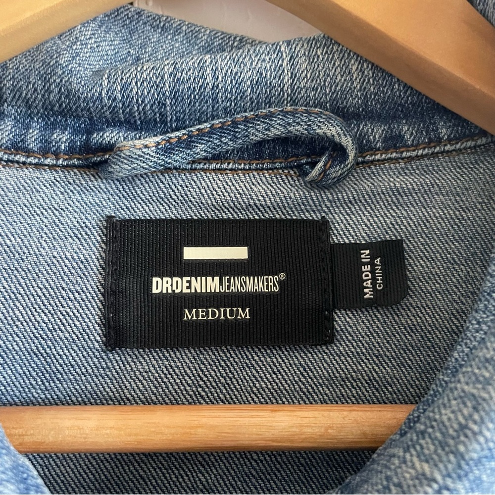 Revolve x Dr Denim Trucker Jean Jacket Women’s M Blue Light Wash Button Faded - Picture 2 of 13